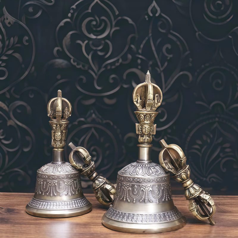 チベット銅製瞑想ベル&ドルジェ儀式セット Tibetan Copper Meditation Bell & Dorje Ritual Set