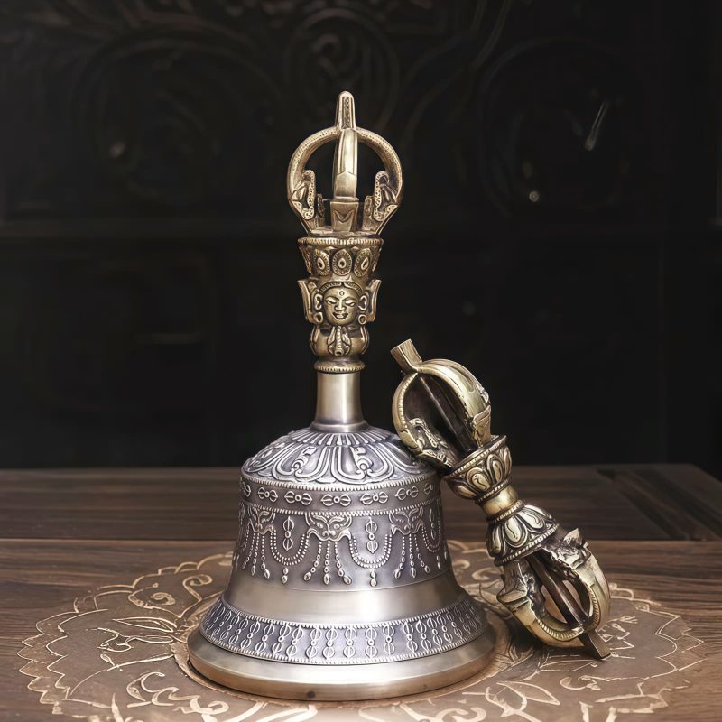 チベット銅製瞑想ベル&ドルジェ儀式セット Tibetan Copper Meditation Bell & Dorje Ritual Set