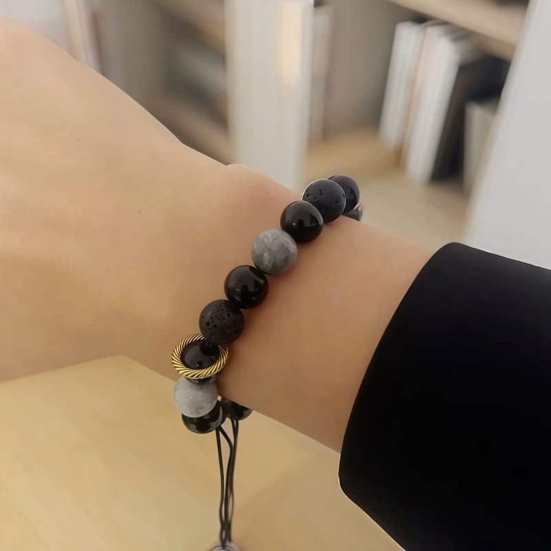 Vintage Lava Rock and Obsidian Wellness Bracelet Vintage Lava Rock and Obsidian Wellness Bracelet