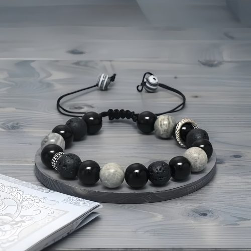 Vintage Lava Rock and Obsidian Wellness Bracelet Vintage Lava Rock and Obsidian Wellness Bracelet