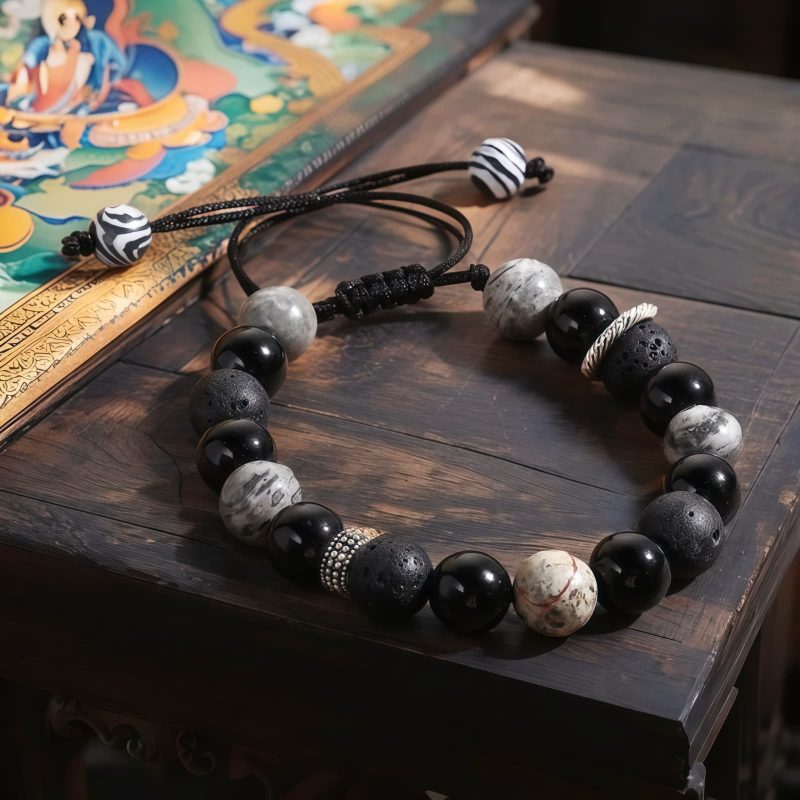 Vintage Lava Rock and Obsidian Wellness Bracelet Vintage Lava Rock and Obsidian Wellness Bracelet