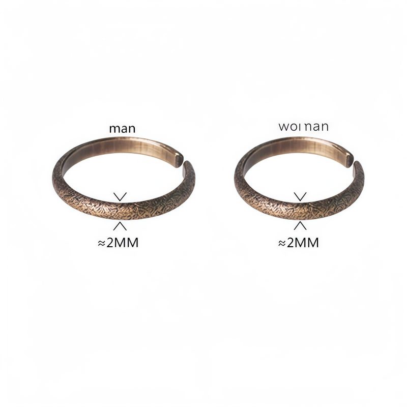 Tibetan Copper Vintage Textured Luck Couple Ring Tibetan Copper Vintage Textured Luck Couple Ring