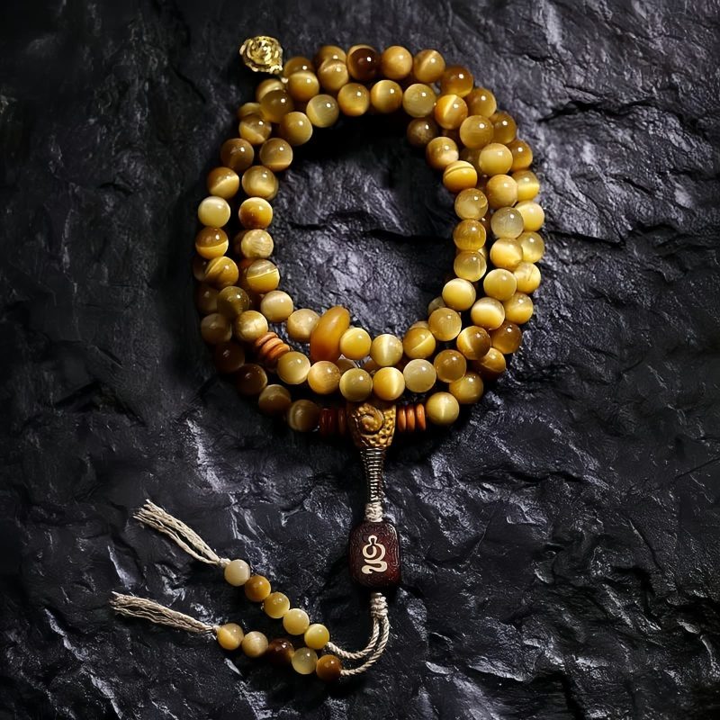 108 Mala Beads Tiger Eye Dorje Tassel Bracelet 108 Mala Beads Tiger Eye Dorje Tassel Bracelet