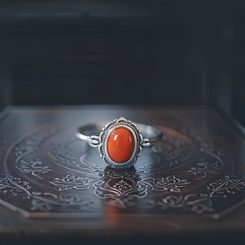 925 Silver Tibetan Protection Ring with Turquoise and Red Agate 925 Silver Tibetan Protection Ring with Turquoise and Red Agate