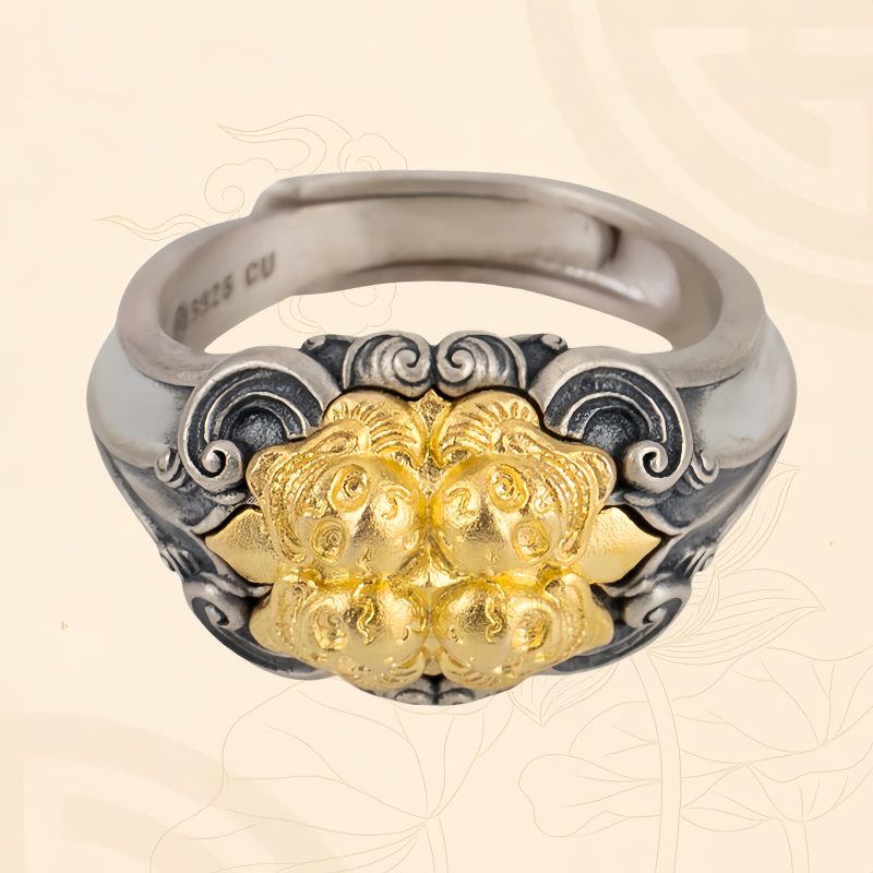 925 Sterling Silver Tibetan Skull Adjustable Ring