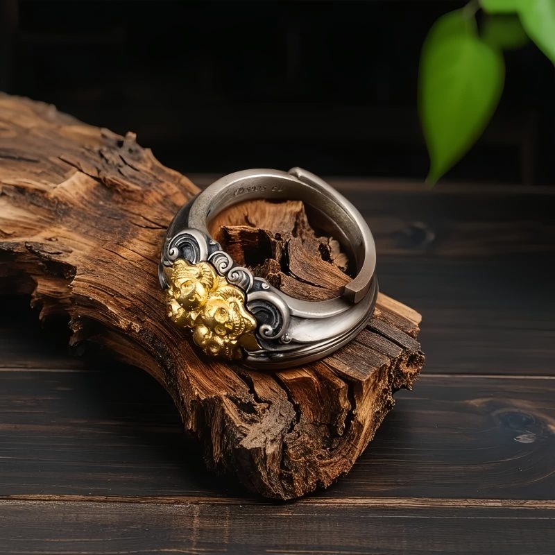 925 Sterling Silver Tibetan Skull Adjustable Ring