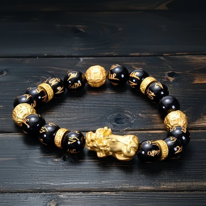 Black Obsidian Om Mani Padme Hum Bracelet Black Obsidian Om Mani Padme Hum Bracelet