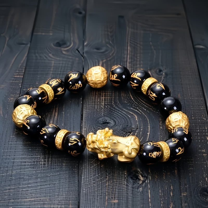 Black Obsidian Om Mani Padme Hum Bracelet Black Obsidian Om Mani Padme Hum Bracelet