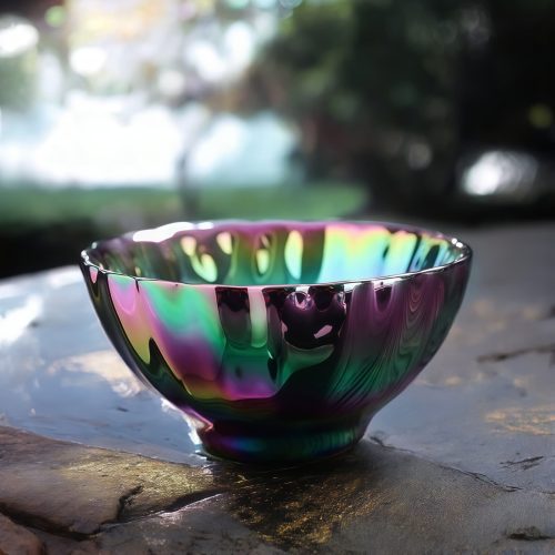 中国建盞 蓮華・孔雀文様 茶碗