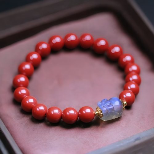 辰砂 ムーンストーン 貔貅（ヒキュウ）開運ブレスレット