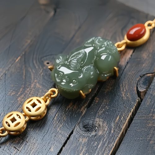 青翡翠（シアンジェイド）貔貅 成功成就ブレスレット