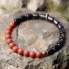 Ebony Wood Red Jasper Peace Couple Bracelet Ebony Wood Red Jasper Peace Couple Bracelet