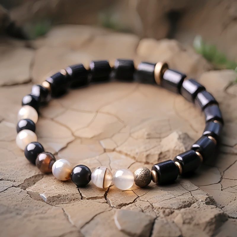Ebony Wood Red Jasper Peace Couple Bracelet Ebony Wood Red Jasper Peace Couple Bracelet