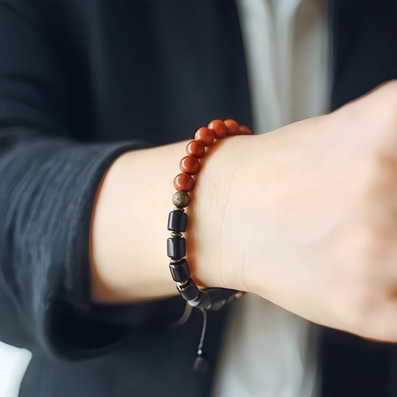 Ebony Wood Red Jasper Peace Couple Bracelet Ebony Wood Red Jasper Peace Couple Bracelet