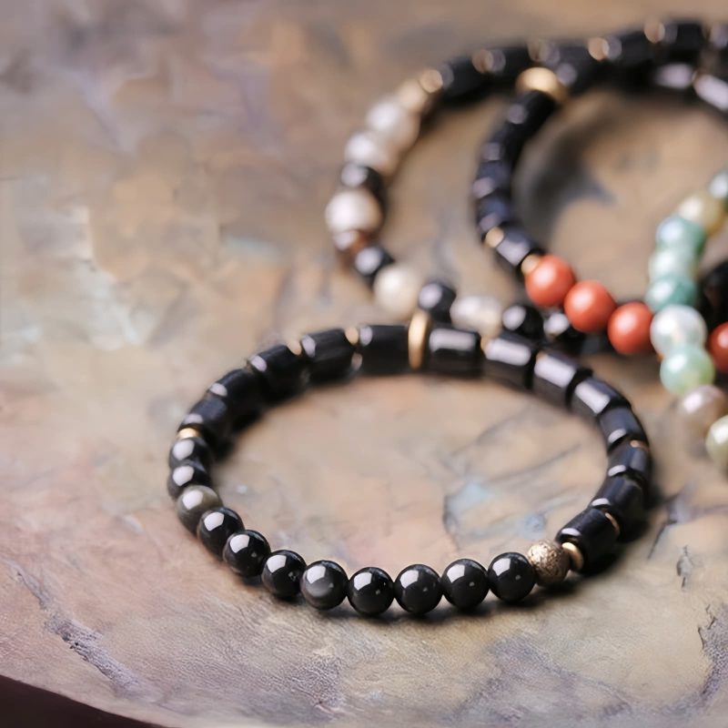Ebony Wood Red Jasper Peace Couple Bracelet Ebony Wood Red Jasper Peace Couple Bracelet