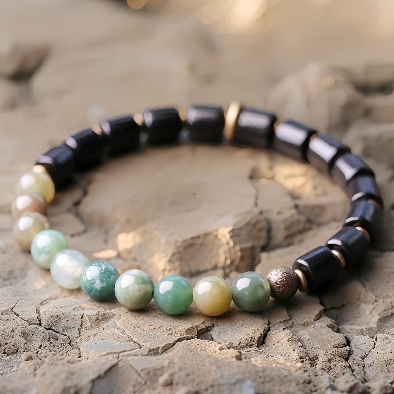 Ebony Wood Red Jasper Peace Couple Bracelet Ebony Wood Red Jasper Peace Couple Bracelet