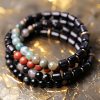 Ebony Wood Red Jasper Peace Couple Bracelet Ebony Wood Red Jasper Peace Couple Bracelet