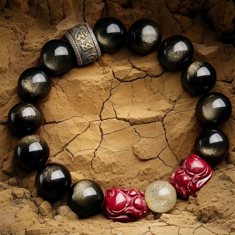 Gold Sheen Obsidian Om Mani Padme Hum Bracelet Gold Sheen Obsidian Om Mani Padme Hum Bracelet