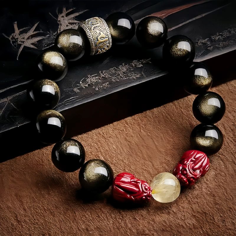 Gold Sheen Obsidian Om Mani Padme Hum Bracelet Gold Sheen Obsidian Om Mani Padme Hum Bracelet