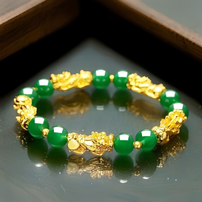 Golden Pixiu Wealth Bracelet with Red Agate Golden Pixiu Wealth Bracelet with Red Agate