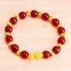 Golden Pixiu Wealth Bracelet with Red Agate Golden Pixiu Wealth Bracelet with Red Agate