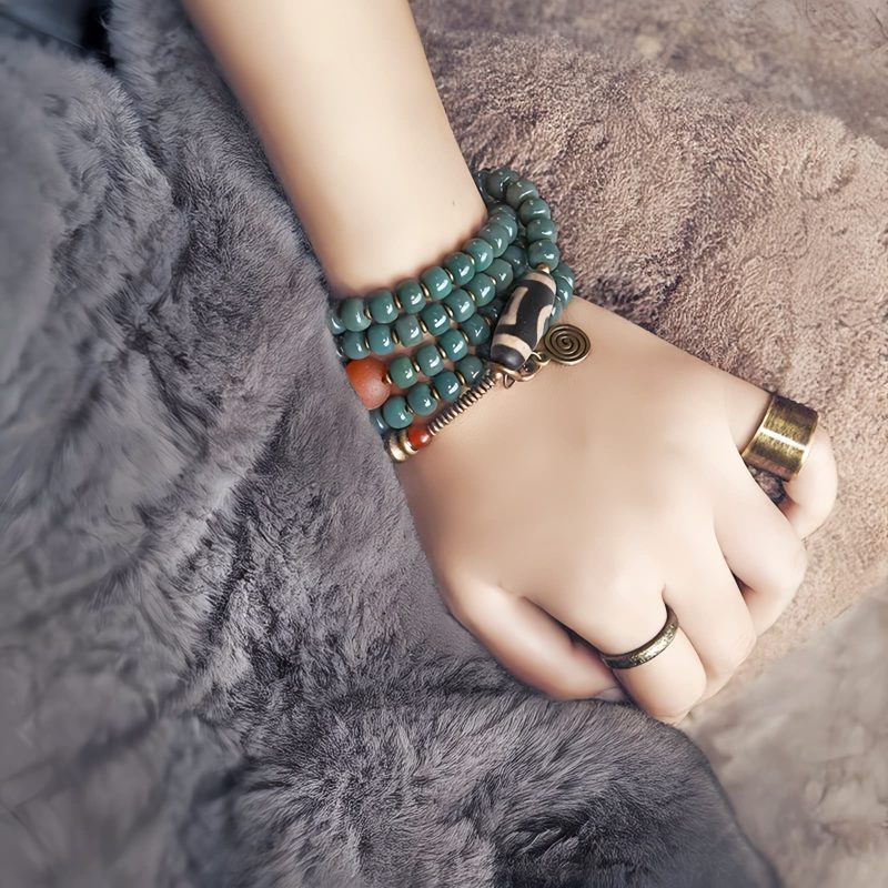 Mala Beads Bodhi Seed Dzi Bead Wisdom Bracelet