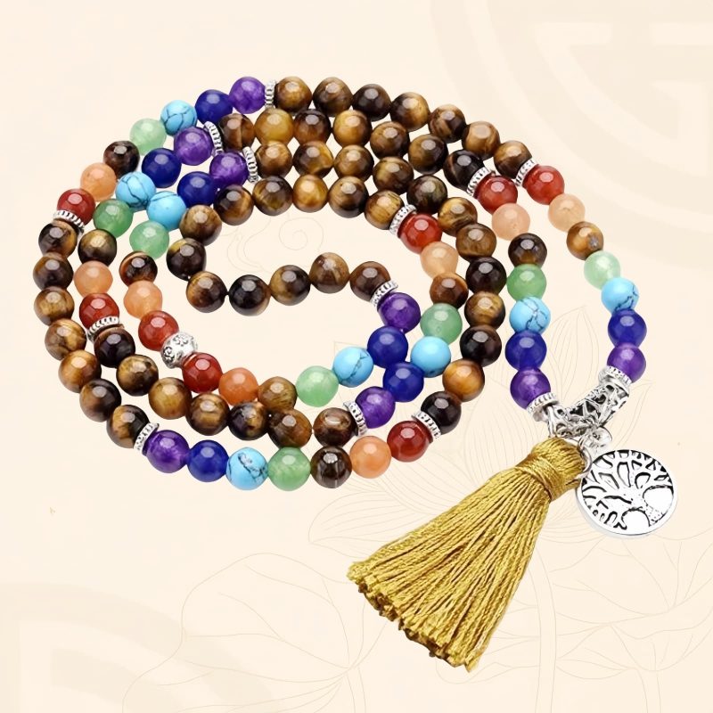 Multilayer Tiger Eye Amethyst 108 Mala Necklace Multilayer Tiger Eye Amethyst 108 Mala Necklace