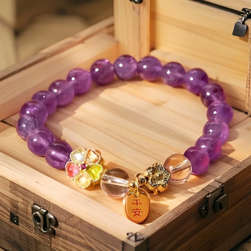 Natural Amethyst White Crystal Healing Bracelet Natural Amethyst White Crystal Healing Bracelet