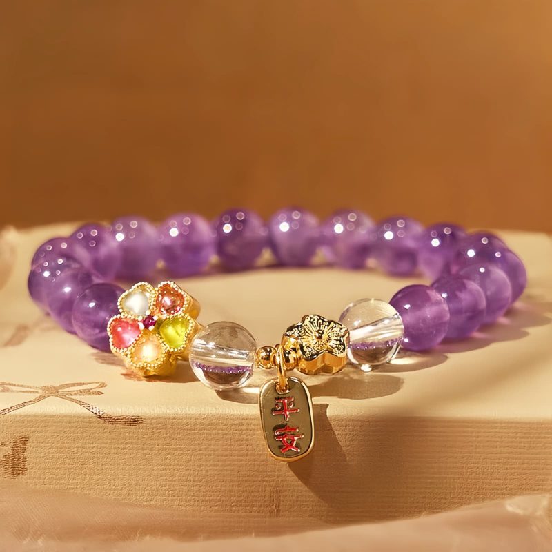 Natural Amethyst White Crystal Healing Bracelet Natural Amethyst White Crystal Healing Bracelet