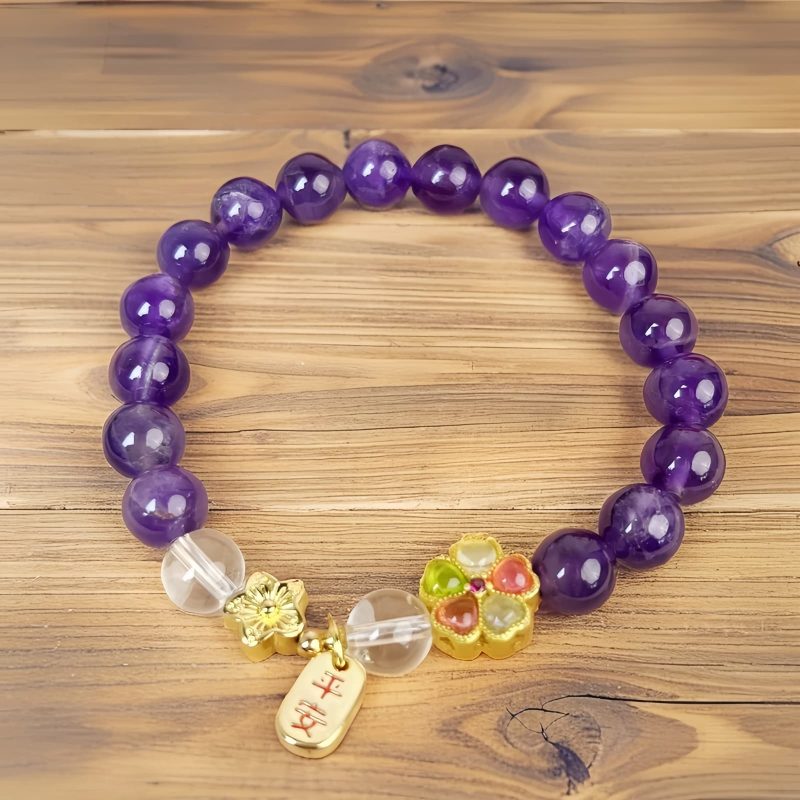 Natural Amethyst White Crystal Healing Bracelet Natural Amethyst White Crystal Healing Bracelet