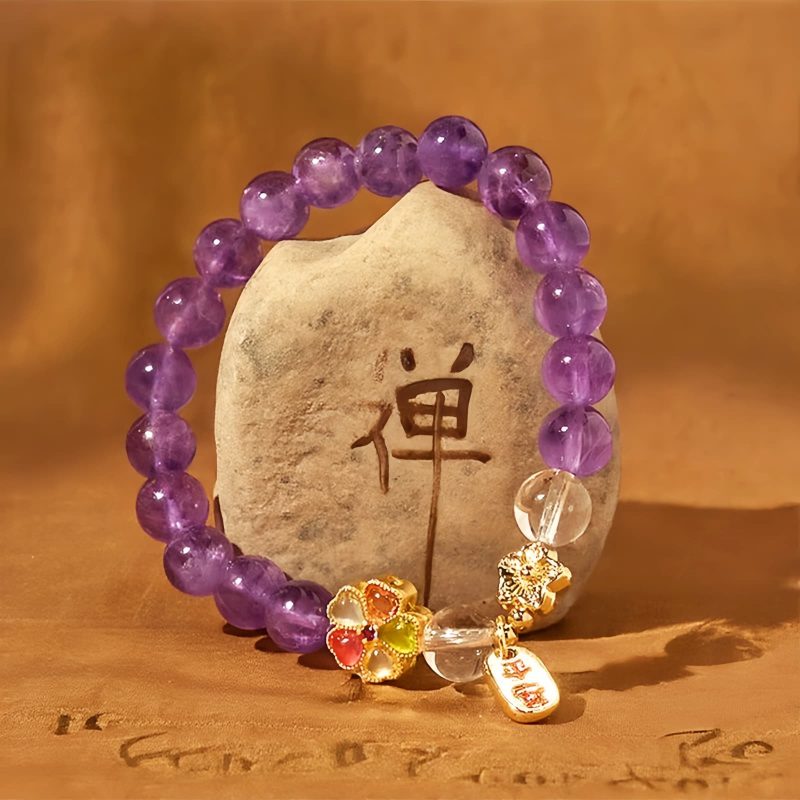 Natural Amethyst White Crystal Healing Bracelet Natural Amethyst White Crystal Healing Bracelet