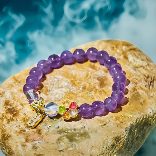 Natural Amethyst White Crystal Healing Bracelet