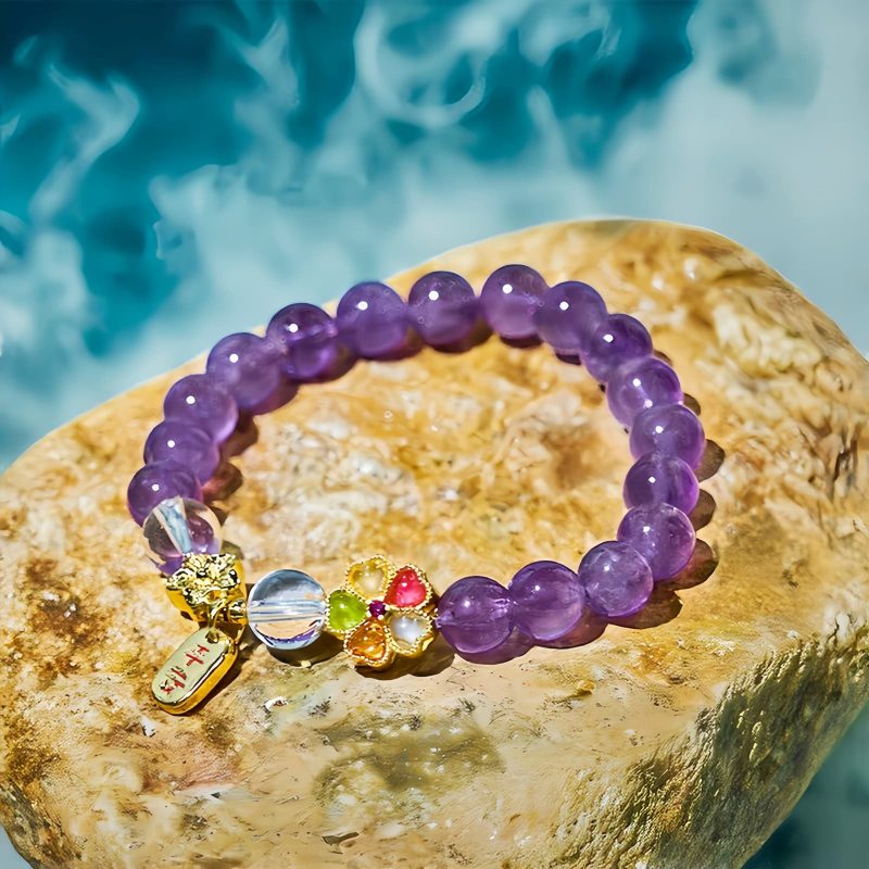 Natural Amethyst White Crystal Healing Bracelet Natural Amethyst White Crystal Healing Bracelet