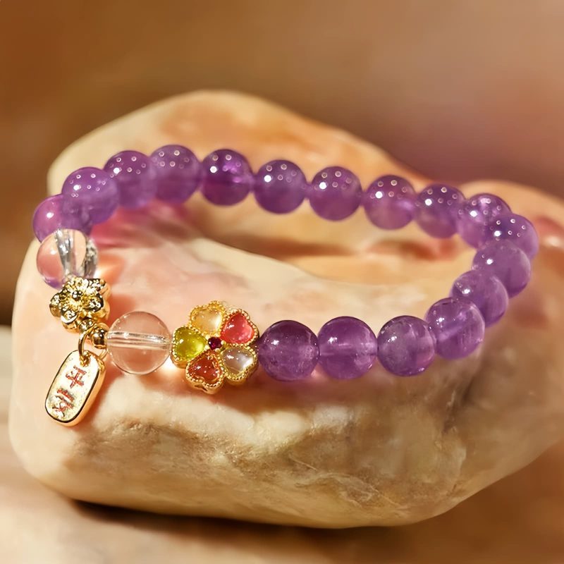 Natural Amethyst White Crystal Healing Bracelet Natural Amethyst White Crystal Healing Bracelet