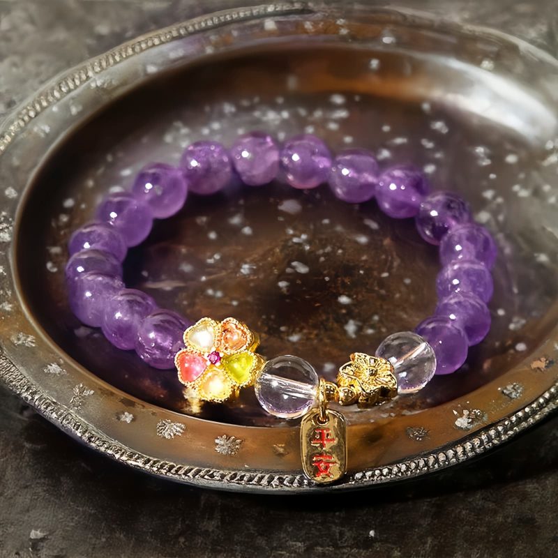Natural Amethyst White Crystal Healing Bracelet Natural Amethyst White Crystal Healing Bracelet