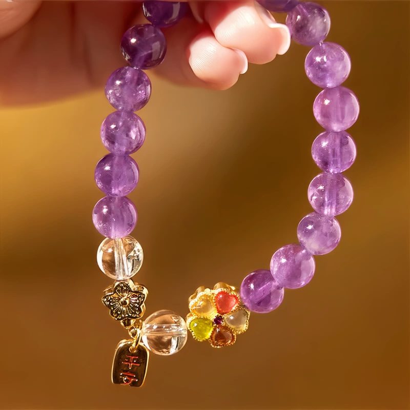 Natural Amethyst White Crystal Healing Bracelet Natural Amethyst White Crystal Healing Bracelet