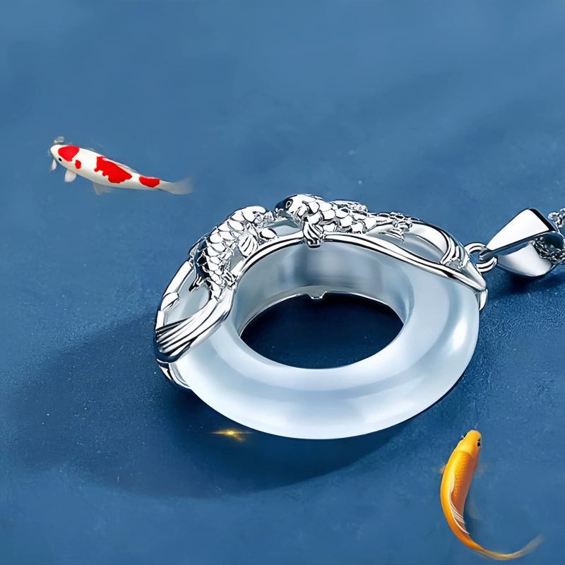 Natural White Jade Koi Necklace Natural White Jade Koi Necklace