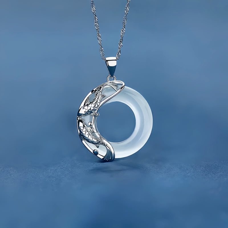 Natural White Jade Koi Necklace Natural White Jade Koi Necklace