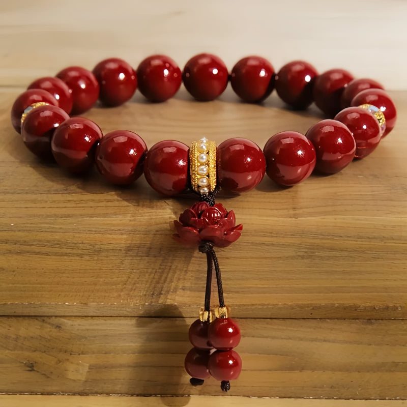 Zinnober-Lotus Armband: Symbol für Schutz & Innere Klarheit Red Cinnabar Lotus Blessing Bracelet