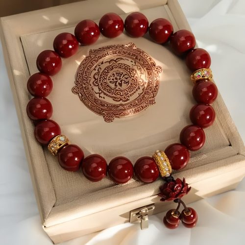 Pulsera de la Bendición: Loto y Cinabrio Rojo Pulsera de la Bendición: Loto y Cinabrio Rojo