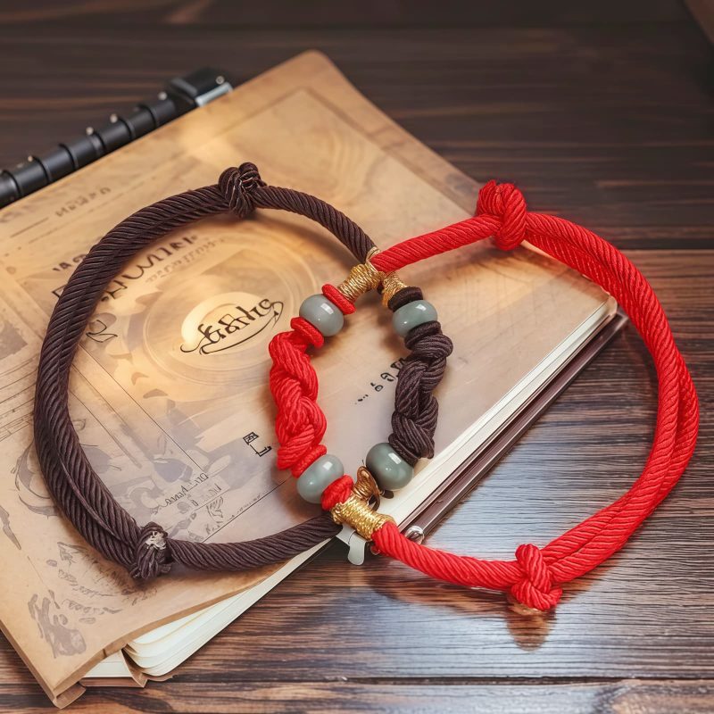 Red String Jade Fortune Knot Couple Bracelet Red String Jade Fortune Knot Couple Bracelet