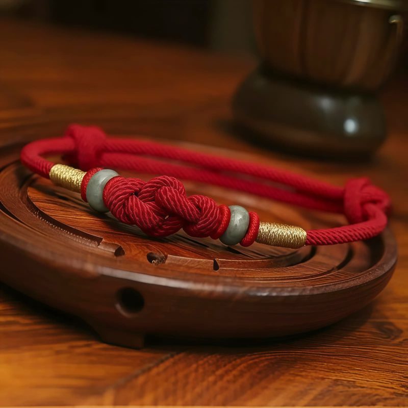 Red String Jade Fortune Knot Couple Bracelet Red String Jade Fortune Knot Couple Bracelet