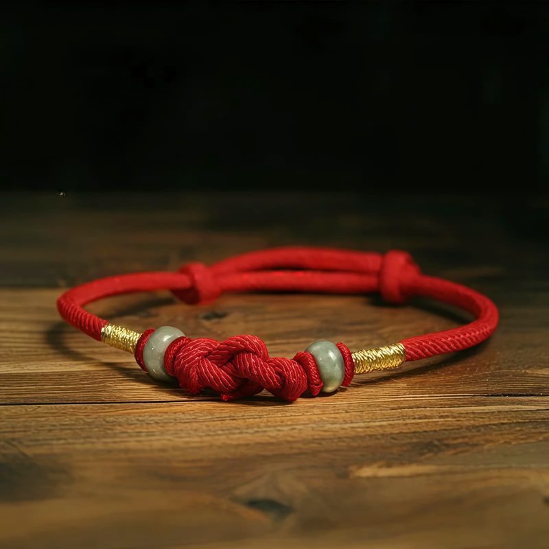 Red String Jade Fortune Knot Couple Bracelet Red String Jade Fortune Knot Couple Bracelet
