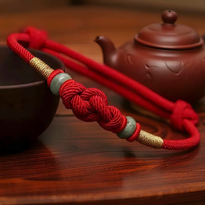 Red String Jade Fortune Knot Couple Bracelet Red String Jade Fortune Knot Couple Bracelet
