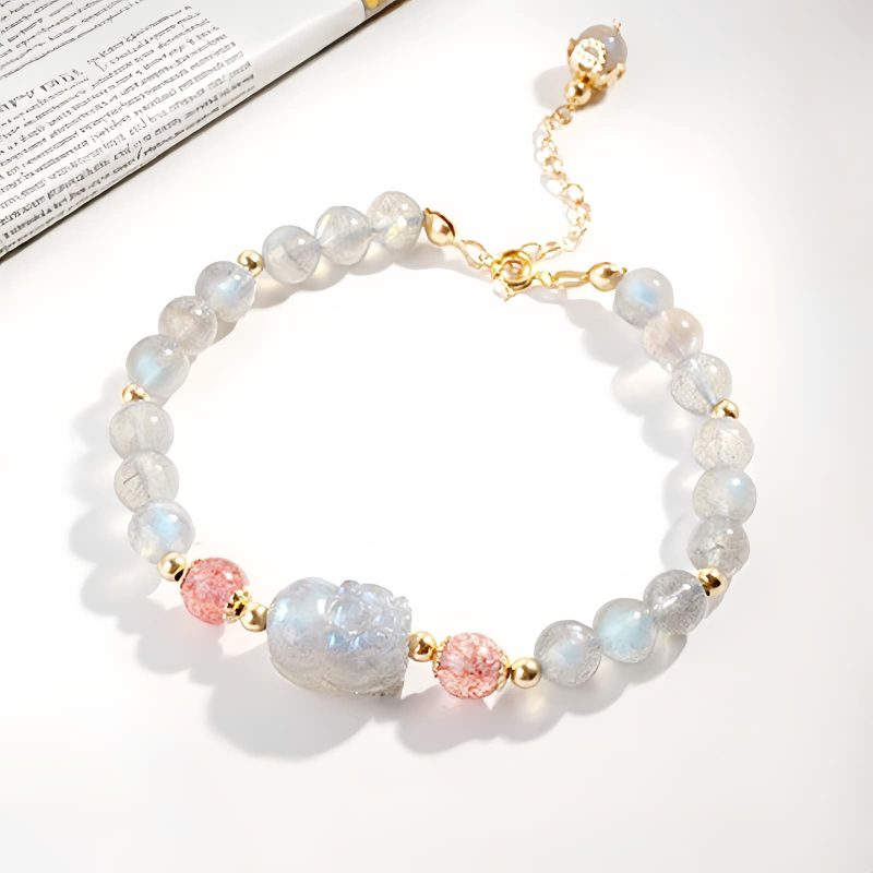 Strawberry Quartz Moonstone Healing Bracelet Strawberry Quartz Moonstone Healing Bracelet