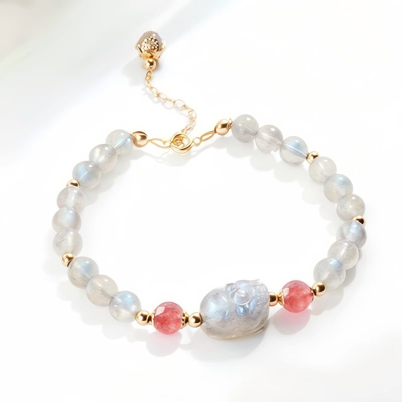 Strawberry Quartz Moonstone Healing Bracelet Strawberry Quartz Moonstone Healing Bracelet