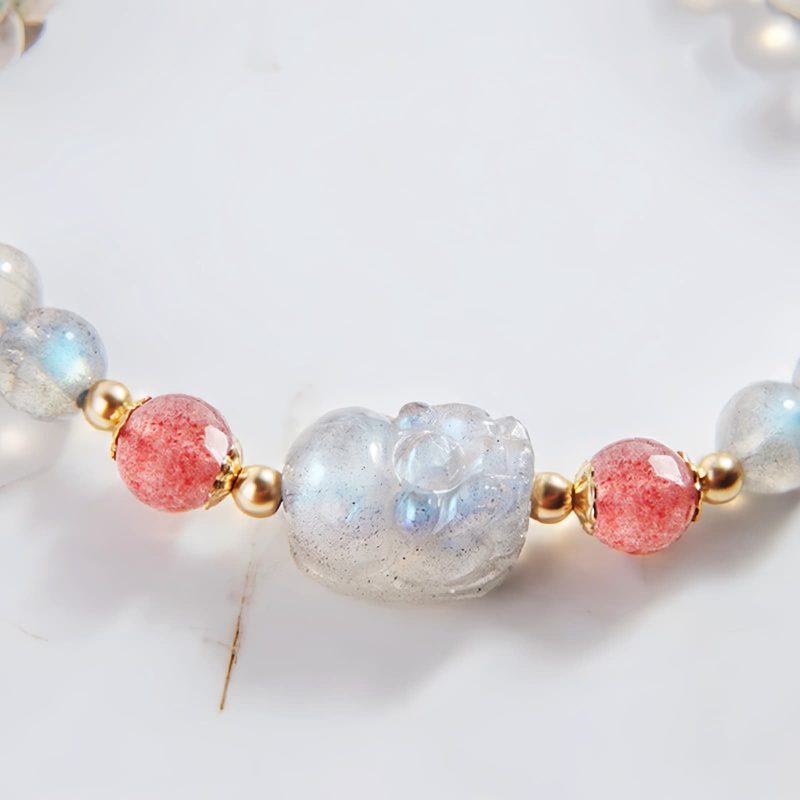 Strawberry Quartz Moonstone Healing Bracelet Strawberry Quartz Moonstone Healing Bracelet