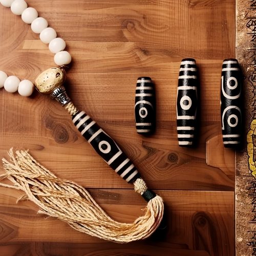 Tibet 108 Mala Bodhi Seed Dzi Bead Gray Agate Wealth Bracelet