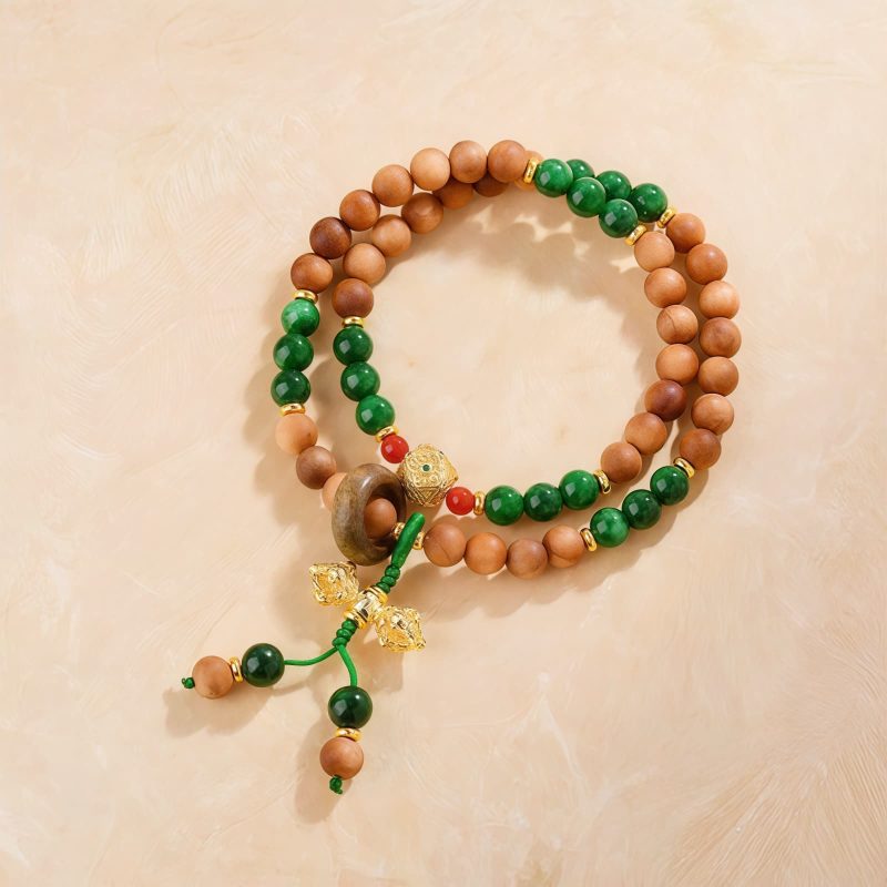 チベット産白檀 ドルジェ・バジュラ 2連編み ヒーリングブレスレット Tibet Sandalwood Dorje Vajra Double Twisted Healing Bracelet