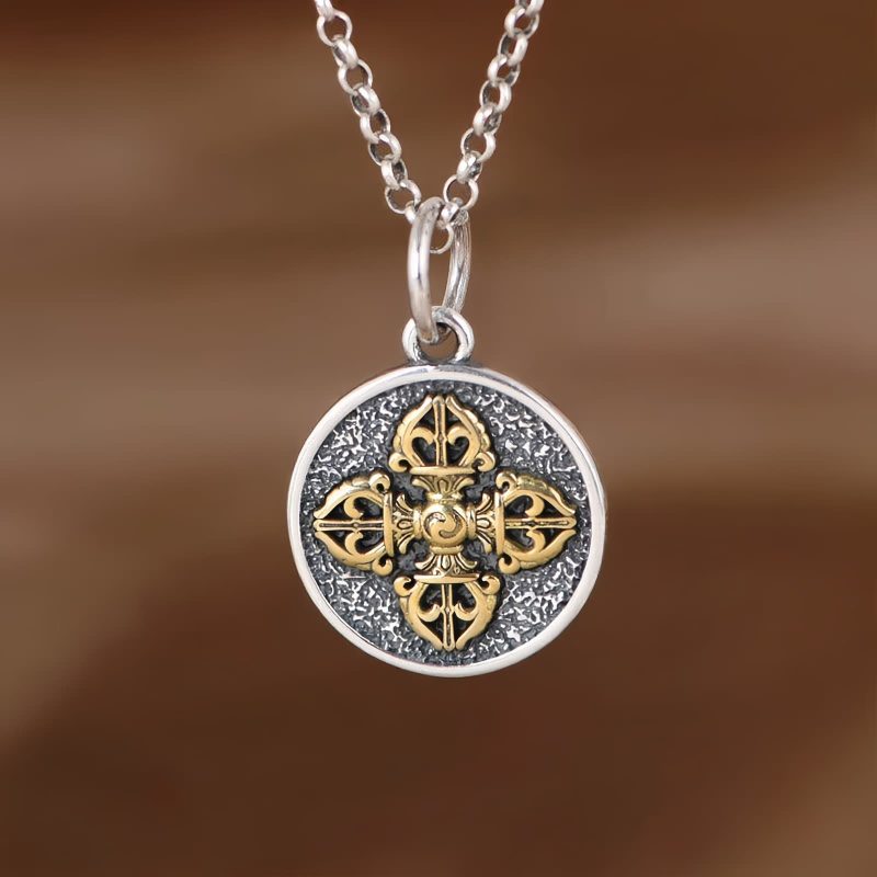 Tibetan 925 Sterling Silver Double Dorje Vajra Blessing Necklace Tibetan 925 Sterling Silver Double Dorje Vajra Blessing Necklace